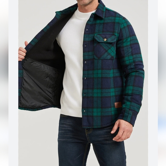 Cloudveil Plaid Hooded Quilted Shacket Jacket Mountwear Navy Blue Green Men's XL - Picture 1 of 11